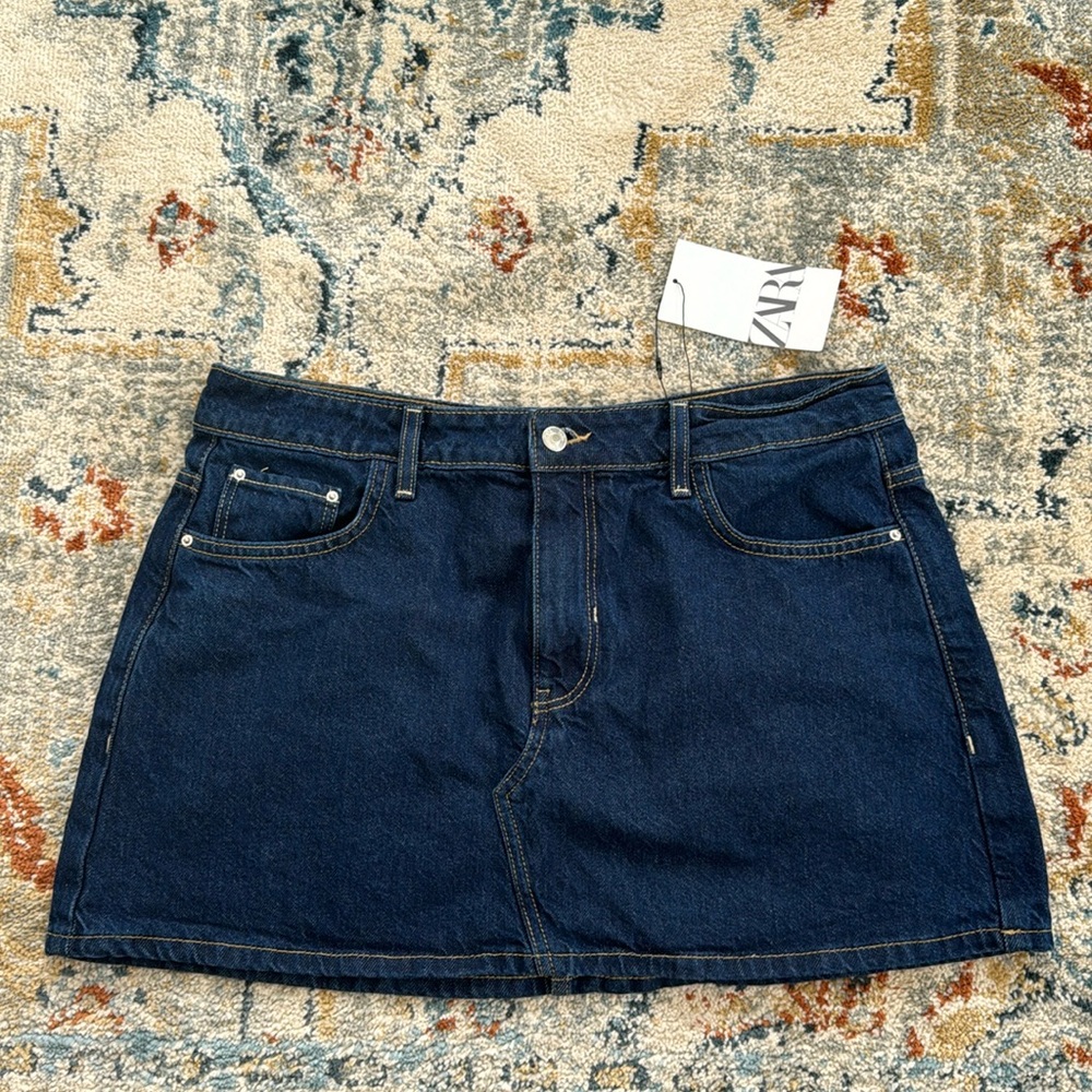 Zara Dark Blue Denim Mini Skirt